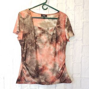 AGB Square Neck Tie-dye Short-sleeve Top